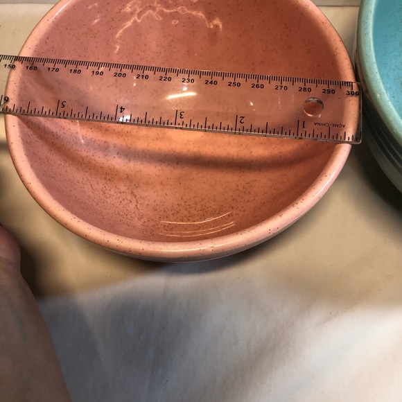 Mid 20th Century McCoy Speckled Turquoise & pink Pastel Bowl read - Picture 9 of 13